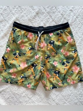 Naruto Green Floral Print Swim Trunks